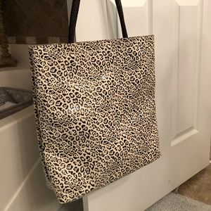 Leopard print handbag.